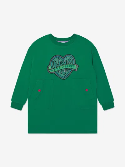 Shop Marc Jacobs Girls Logo Sweater Dress In Green