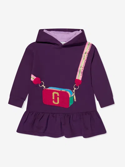 Shop Marc Jacobs Girls Hooded Sweater Dress In Purple
