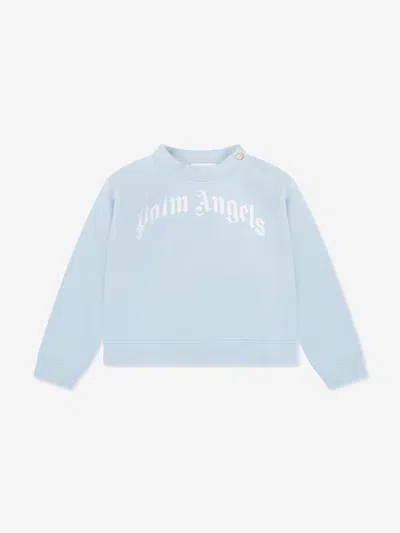 Shop Palm Angels Baby Boys Curved Logo Sweatshirt In Blue