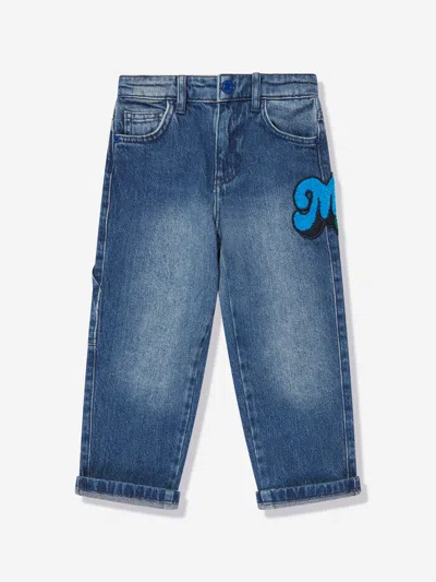 Shop Marc Jacobs Boys Loose Fit Logo Jeans In Blue