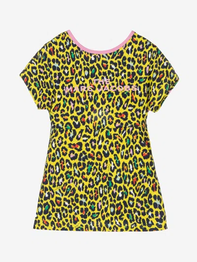 Shop Marc Jacobs Girls Leopard Print Jersey Dress In Yellow