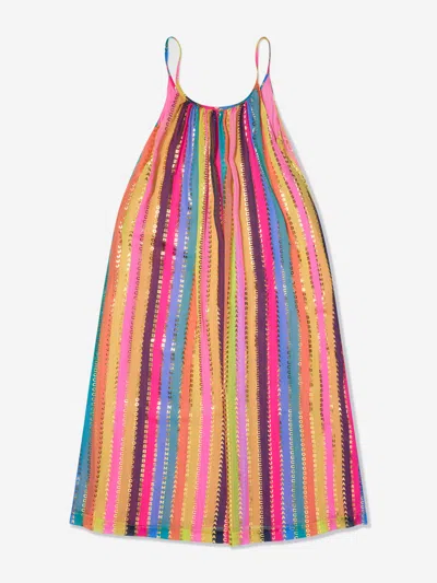 Shop Marc Jacobs Girls Striped Logo Dress In Multicoloured