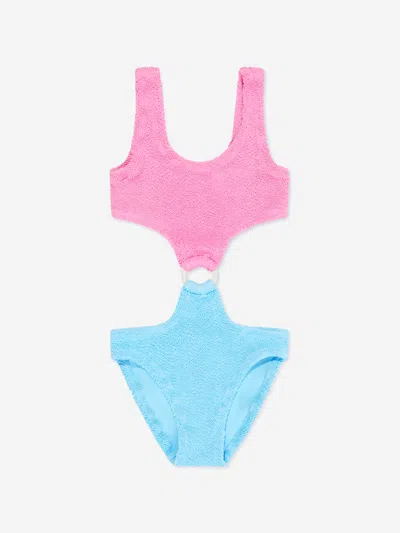 Shop Mc2 Saint Barth Girls Crinkle Ring Swimsuit In Pink