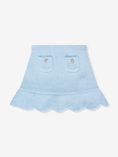 Shop Self-portrait Girls Sequin Knit Skirt In Blue