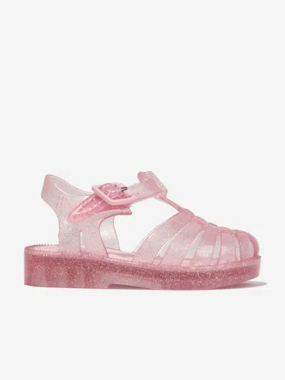 Shop Mini Melissa Girls Glitter Jelly Sandals In Pink
