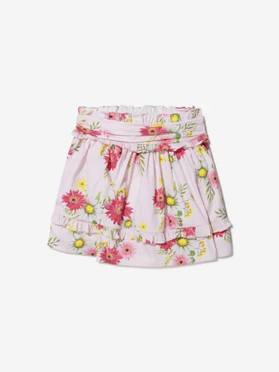Patachou Floral-print Cotton Mini Skirt In Pink