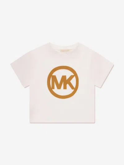 Shop Michael Kors Girls Logo Print T-shirt In Ivory