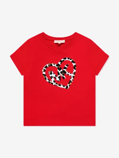 Shop Michael Kors Girls Logo T-shirt In Red