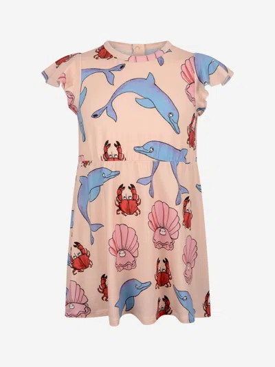 Shop Mini Rodini Girls Cotton Dolphin Print Dress 6 - 9 Mths Pink