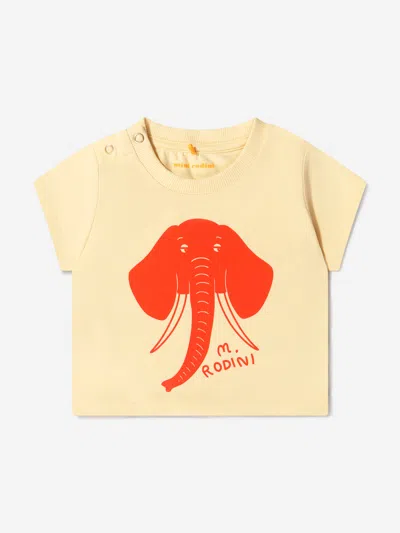 Mini Rodini Unisex Organic Cotton Elephant T-shirt In Yellow