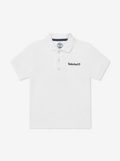 Shop Timberland Boys Logo Polo Shirt In White