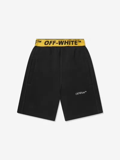 Shop Off-white Boys Industrial Logo Band Sweat Shorts In Black