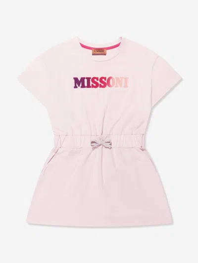 Shop Missoni Girls Logo Jersey Dress In Pink