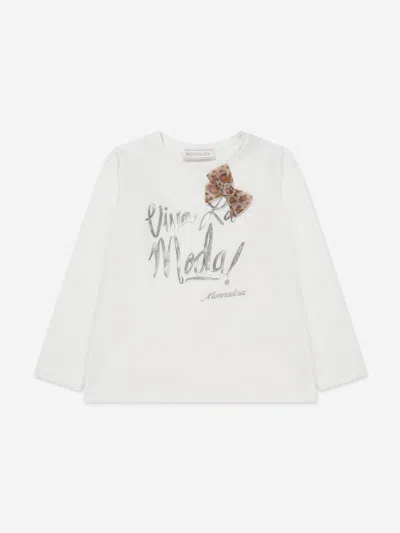 Shop Monnalisa Girls Long Sleeve T-shirt 2 Yrs Ivory