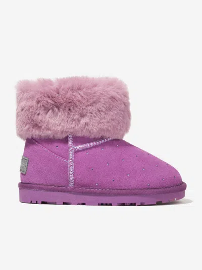 Shop Monnalisa Girls Suede Diamante Boots In Purple