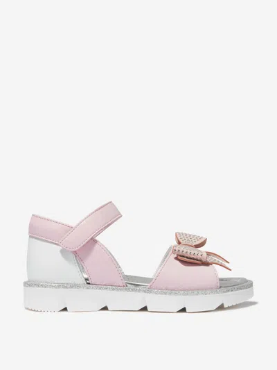 Shop Monnalisa Girls Glitter Bow Sandals Eu 21 Uk 4.5 Pink