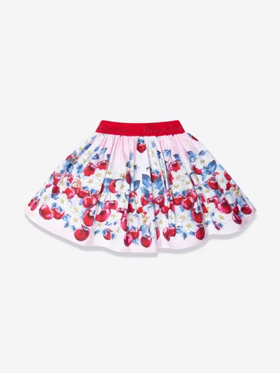 Shop Monnalisa Girls Cherry Flounce Skirt In Pink