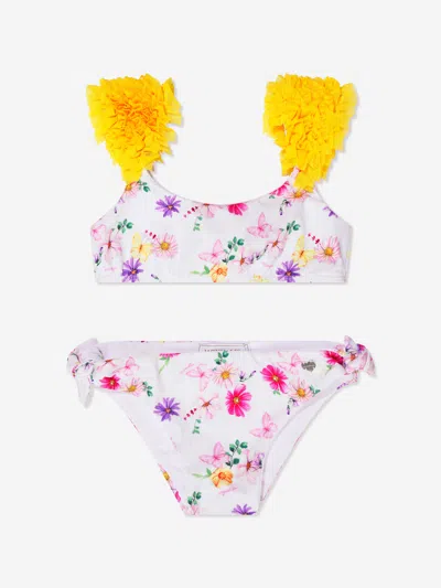 Shop Monnalisa Girls Floral Print Bikini In Multicoloured