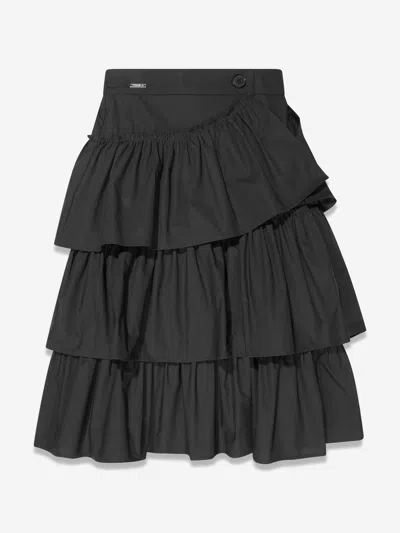Shop Monnalisa Girls Ruffled Maxi Skirt In Black