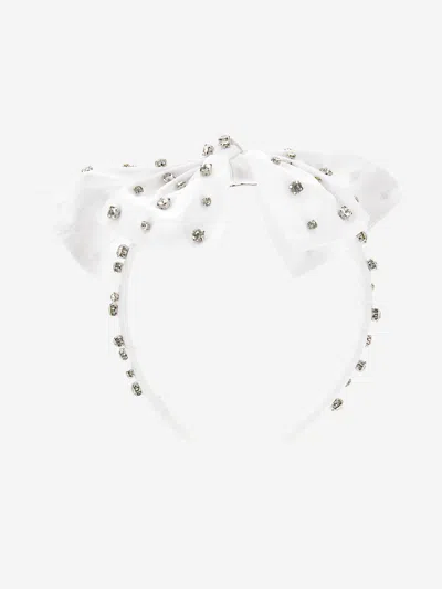Shop Monnalisa Girls Diamante Bow Headband In White