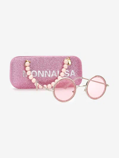 Shop Monnalisa Girls Rhinestone Sunglasses In Pink