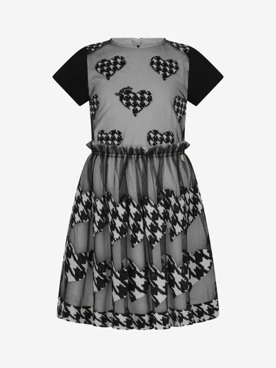 Shop Simonetta Houndstooth Heart Embroidered Dress 12 Yrs Black