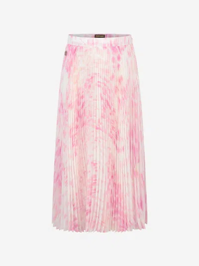 Shop Roberto Cavalli Girls Leopard Print Pleated Skirt 7 Yrs Pink