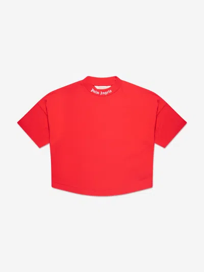 Shop Palm Angels Boys Classic Overlogo T-shirt In Red