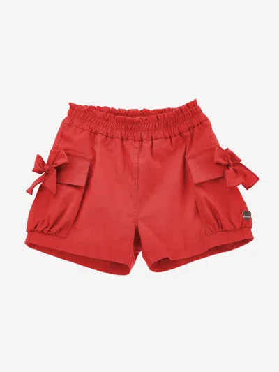 Shop Monnalisa Baby Girls Cargo Shorts In Red