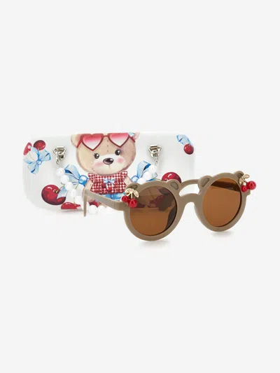 Shop Monnalisa Girls Teddy Bear Sunglasses With Case In Brown