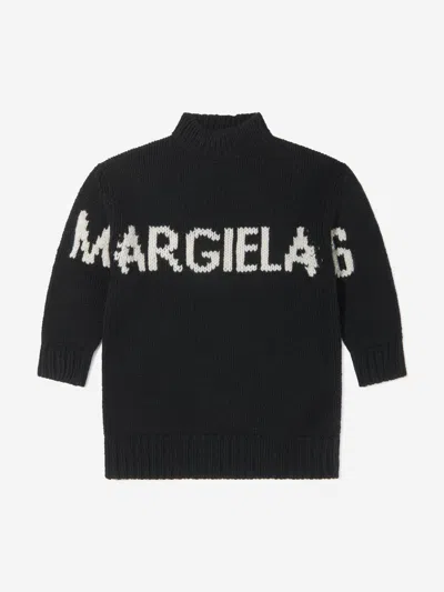 Shop Mm6 Maison Margiela Kids Wool Knitted Jumper Dress 10 Yrs Black