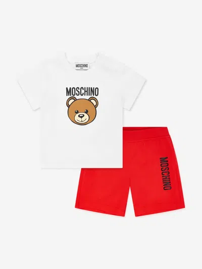 Shop Moschino Baby Teddy Logo Short Set In Multicoloured