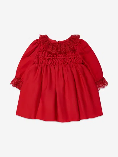 Shop Patachou Baby Girls Lace Trim Occasion Dress In Red