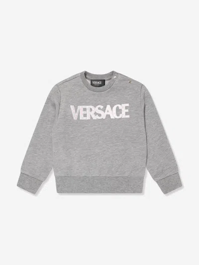 Shop Versace Baby Boys Damier Logo Sweatshirt In Grey