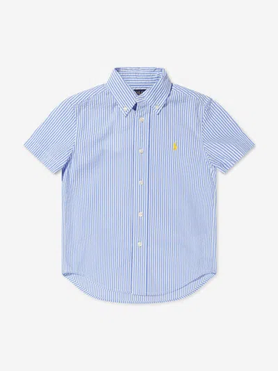 Shop Ralph Lauren Boys Short Sleeve Shirt In Blue