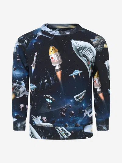 Shop Molo Baby Boys Space Print Sweater 3 Mths Blue