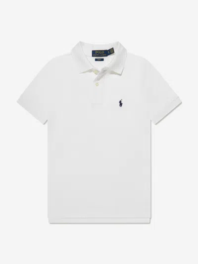 Shop Ralph Lauren Boys Custom Fit Polo Shirt In White