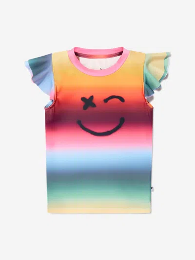 Shop Molo Girls Smiley Face Neona T-shirt In Multicoloured