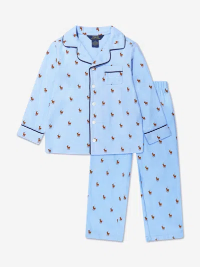 Polo Ralph Lauren Polo Pony Cotton Pyjama Set In Blue
