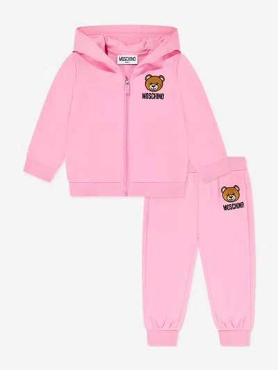 Shop Moschino Baby Girls Teddy Bear Tracksuit In Pink