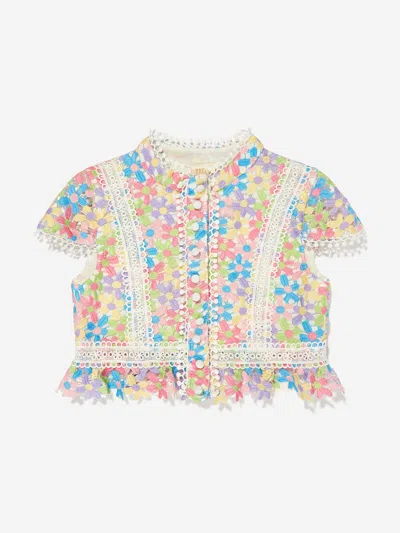 Shop Marlo Girls Giselle Embroidered Top In Multicoloured