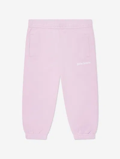 Shop Palm Angels Baby Girls Curved Logo Joggers In Purple