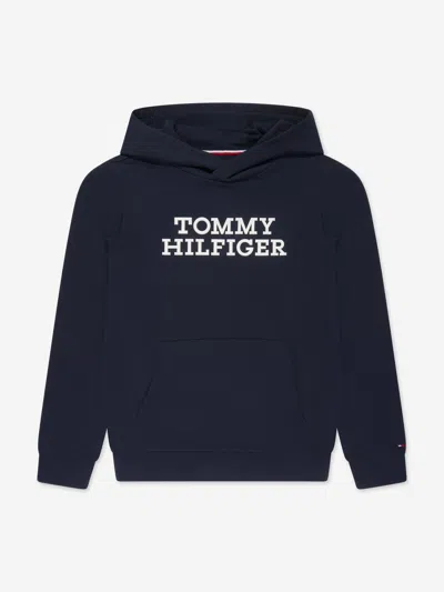 Shop Tommy Hilfiger Boys Logo Hoodie In Blue