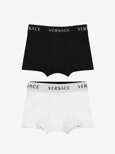 Shop Versace Boys Cotton Boxer Shorts Set (2 Pack) 10 Yrs White