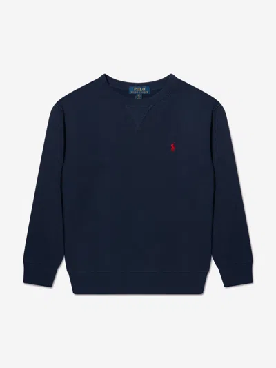 Shop Ralph Lauren Lauren Boys Navy Cotton Fleece Sweater 24 Mths Blue