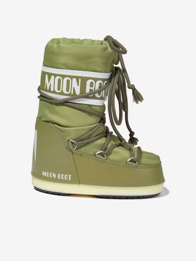 Shop Moon Boot Kids Icon Nylon Snow Boots In Green