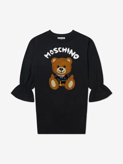 Shop Moschino Girls Teddy Bear Logo Dress 12 Yrs Black