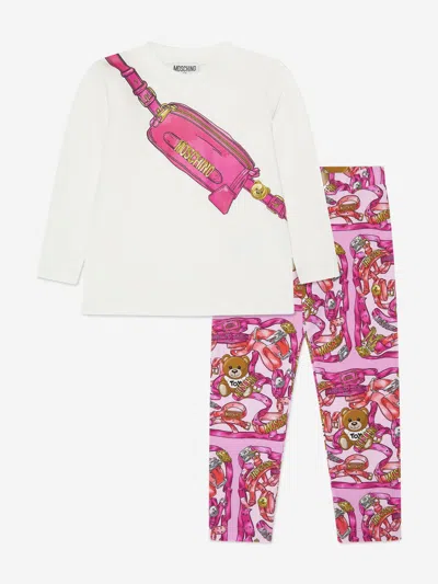 Shop Moschino Girls T-shirt And Leggings Set In Pink