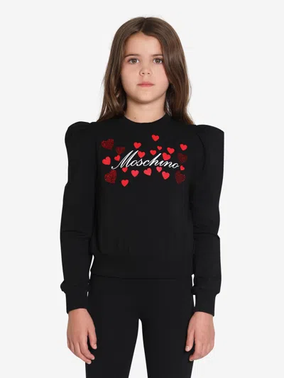 Shop Moschino Girls Hearts Logo Sweatshirt In Black