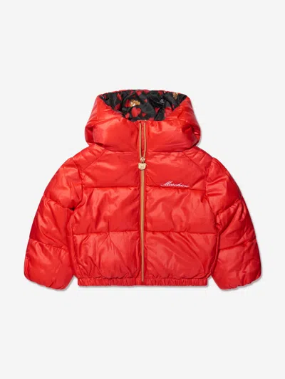 Shop Moschino Girls Puffer Jacket In Red